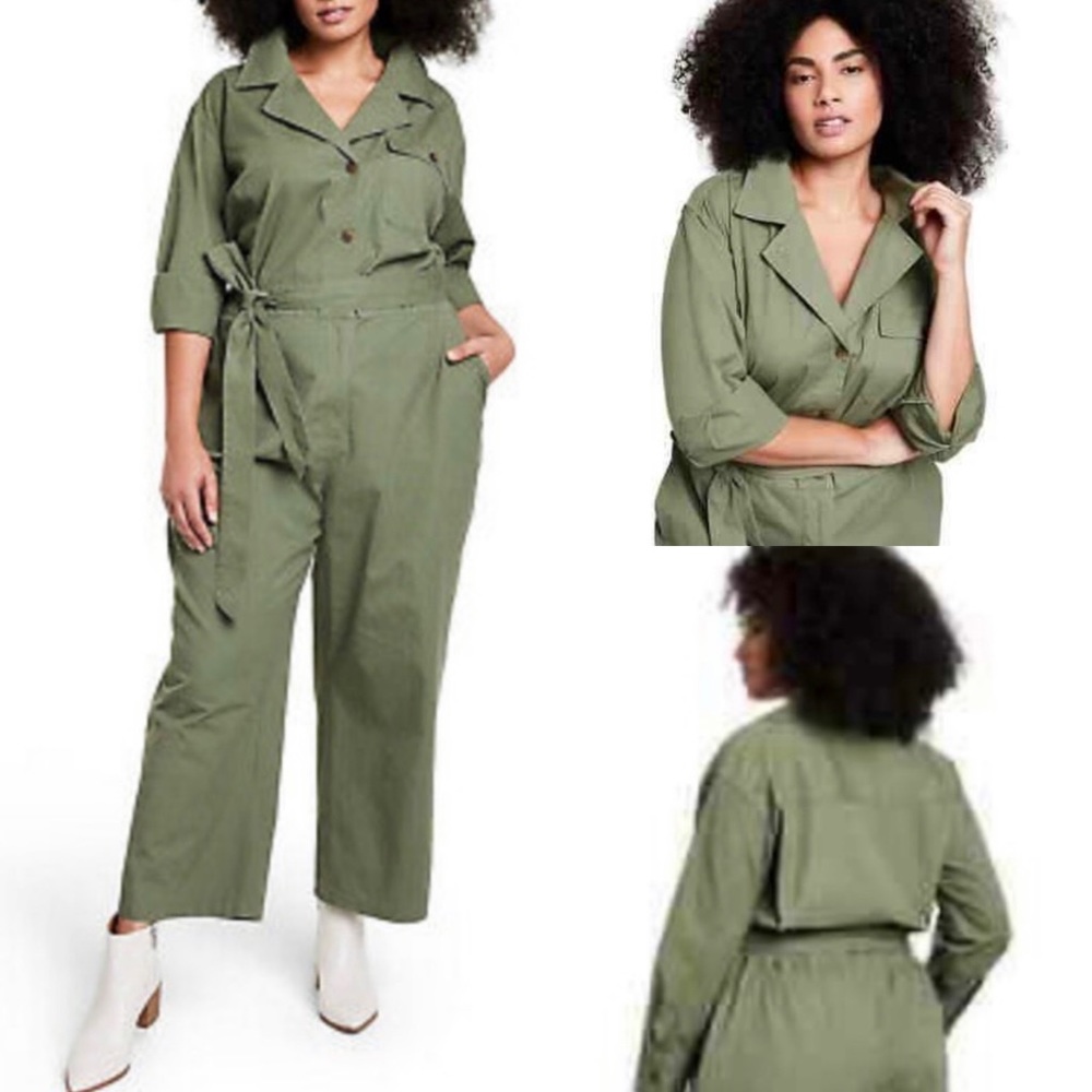 Nili Lotan Long Sleeved Olive Green Jumpsuit size 1x plus